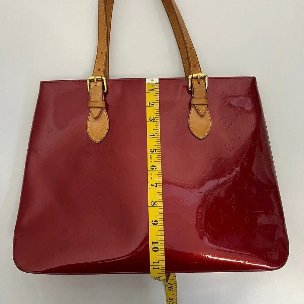 Louis Vuitton Tote Bag Brentwood Vernis Monogram Patent Leather Red Shoulder